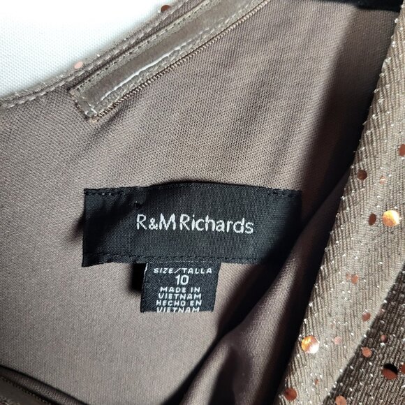 R&M Richards Sequined Jumpsuit Women's 10 Beige Wide Leg One Shoulder Formal NWT - Picture 10 of 11